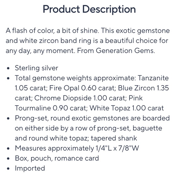 Exotic Tanzanite & White Zircon Gemstone Band Ring - Picture 7 of 7